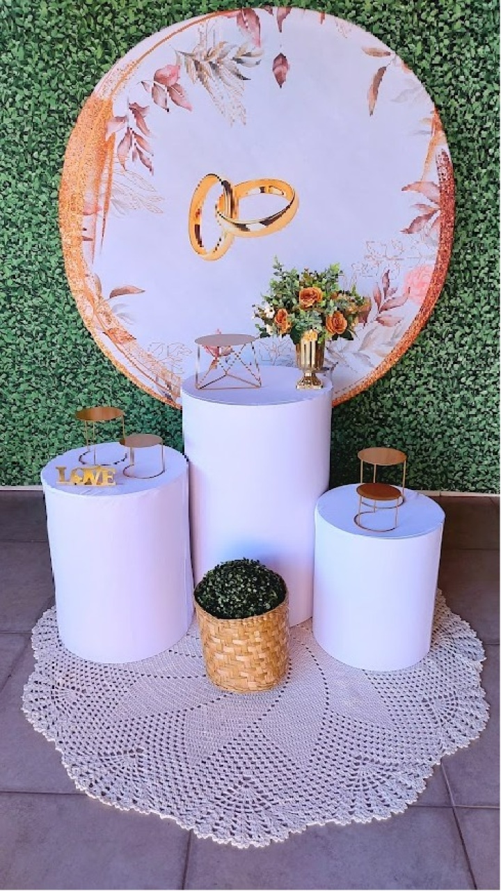 Casamento/ Noivado Kit Prata Painel Alianças - Felicittà Festas