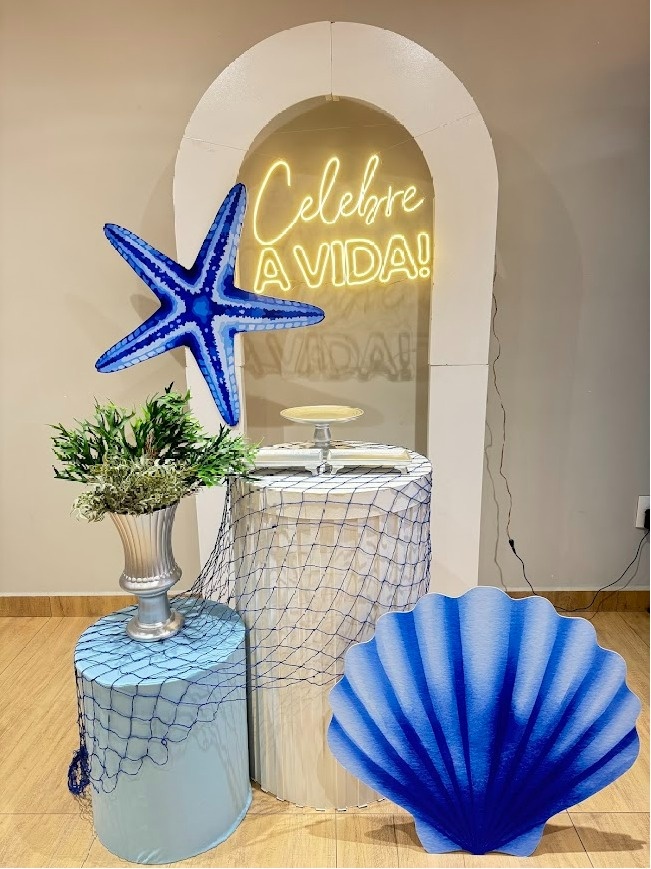 Fundo Do Mar Adulto Composição Prata Com Painel Vazado - Felicittà Festas