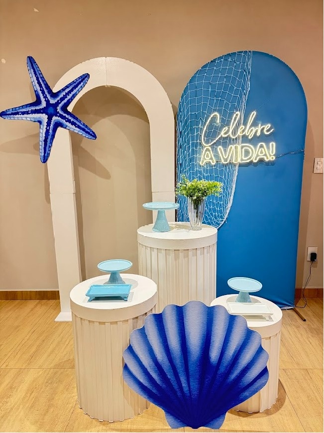 Fundo Do Mar Adulto Composição Com Dois Painéis Cilindros de Acrílico - Felicittà Festas