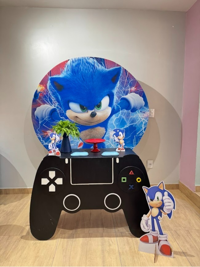 Sonic Kit Prata Mesa Videogame - Felicittà Festas