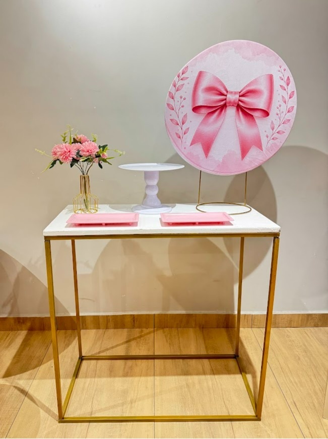 Laço Rosa Festa Na Mesa - Felicittà Festas