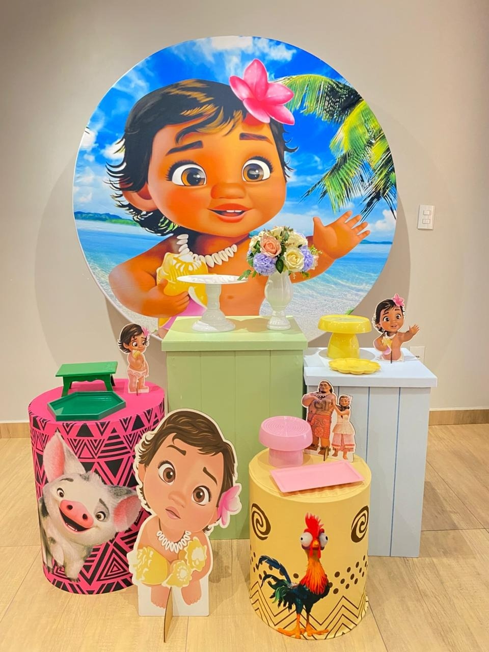 Moana Baby Kit Ouro Com Mesas Cubo  - Felicittà Festas