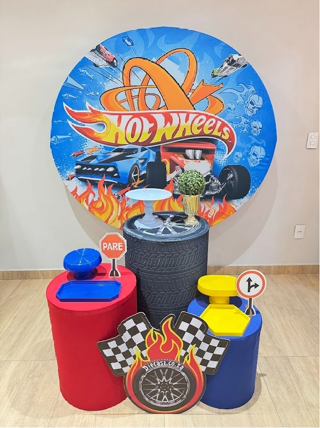 Hot Wheels Kit Prata Cilindro Liso - Felicittà Festas