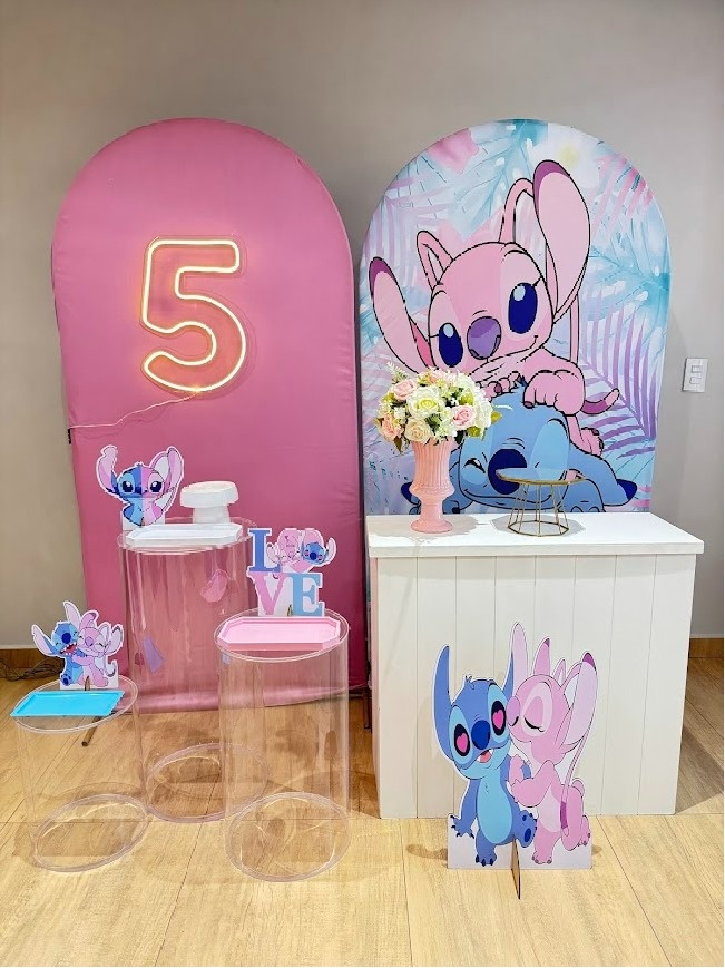 Stitch E Angel Kit Diamante Com Mesas Em Acrílico - Felicittà Festas