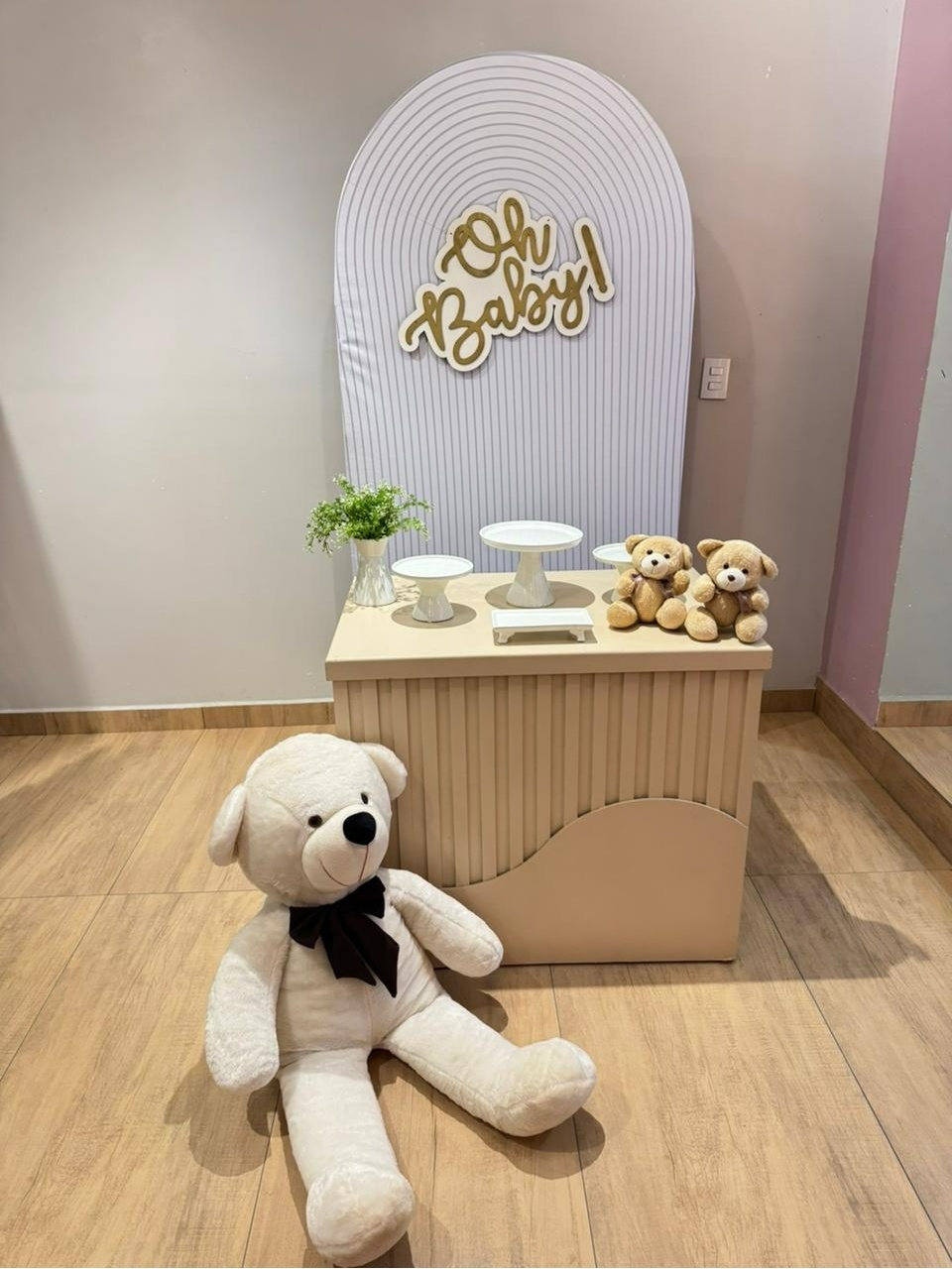 Composição Chá de Bebê Com Bege Ondinha - Felicittà Festas