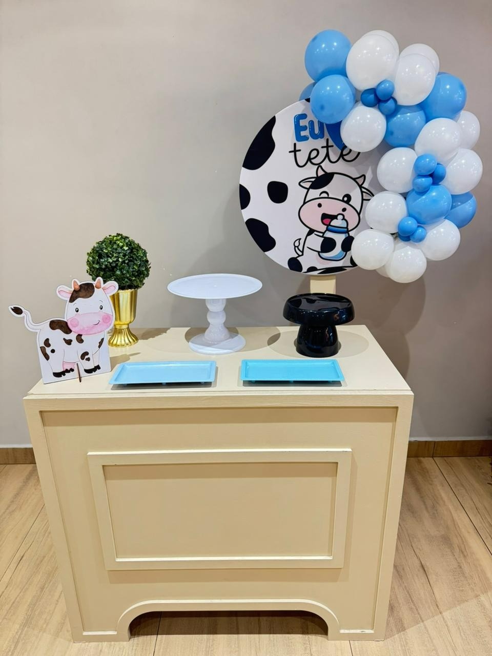 Festa Na Mesa Vaquinha Eu Amo Tetê Azul Mesa Pocket - Felicittà Festas
