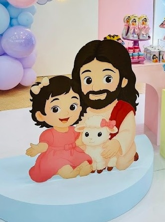 Display Meu Melhor Amigo Jesus Com Menina E Ovelha 80Cm - Felicittà Festas