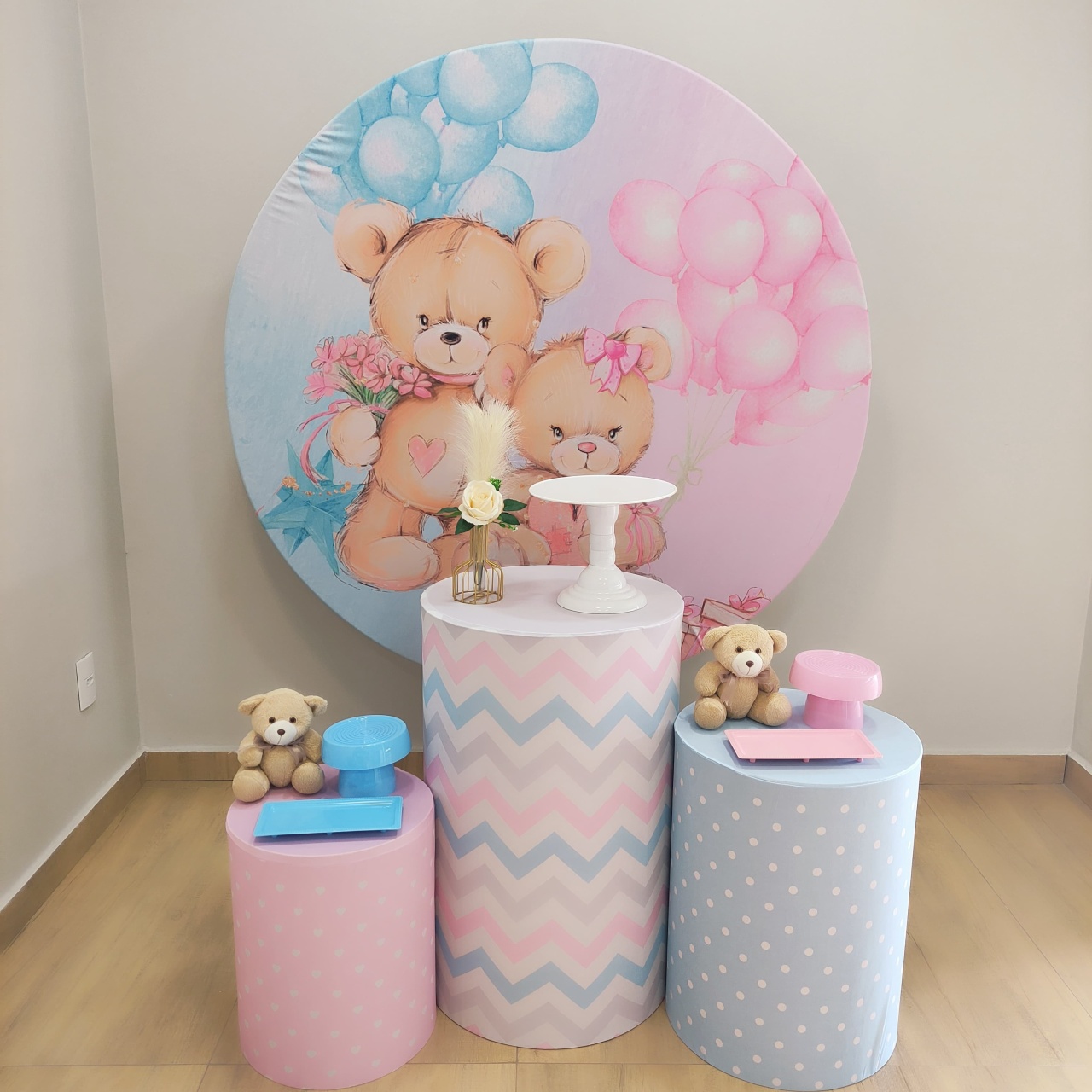 Chá Revelação Ursinhos Rosa E Azul Kit Prata - Felicittà Festas