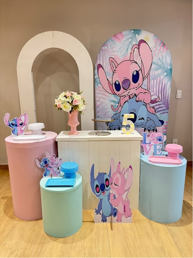 Stitch E Angel Kit Diamante Painel Vazado - Felicittà Festas