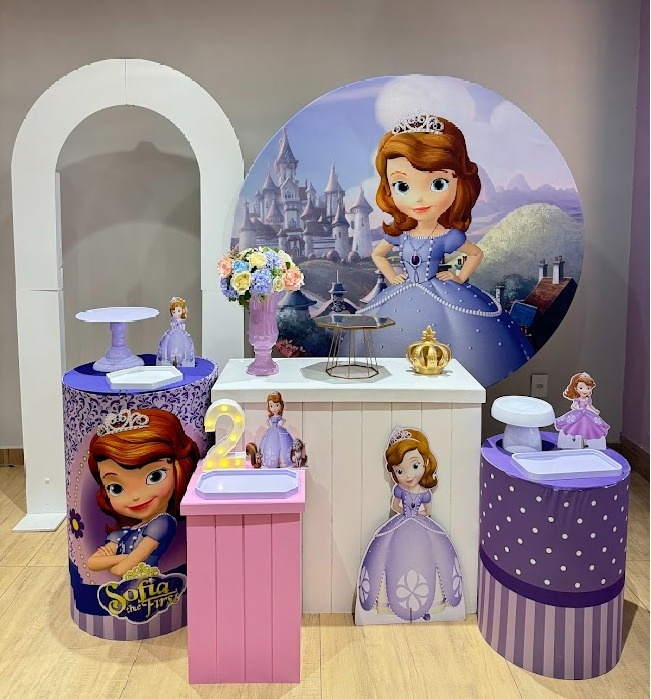 Princesa Sofia Kit Diamante Com Mesa Cubo Rosa - Felicittà Festas
