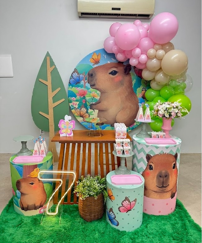 Capivara Kit Diamante Com Painel Árvore - Felicittà Festas
