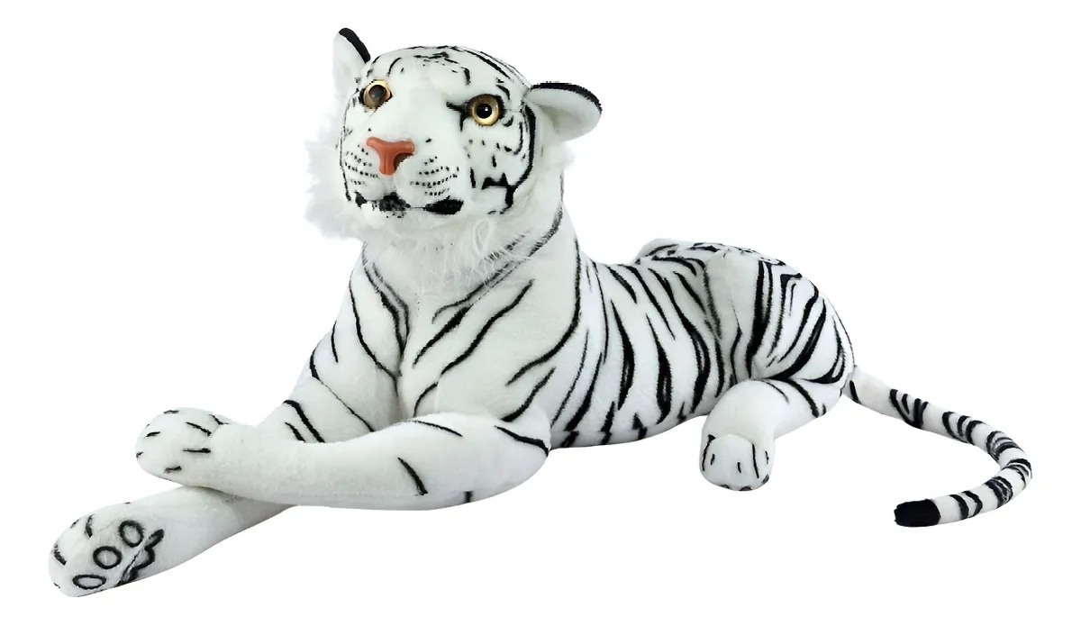 Tigre Branco de Pelúcia 30X25Cm - Felicittà Festas