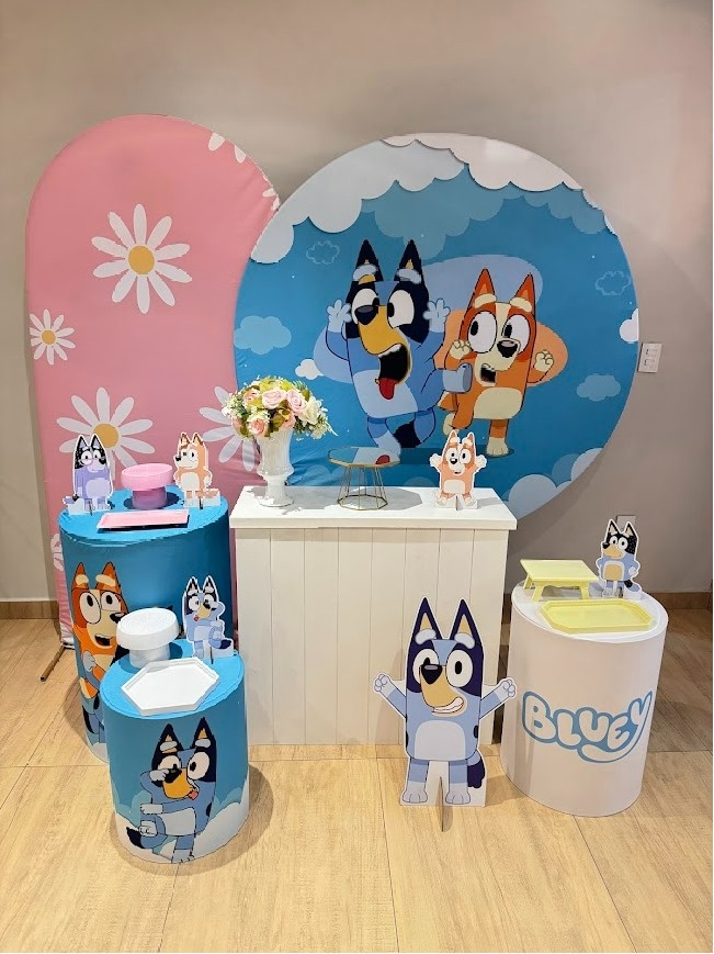 Bluey E Bingo Kit Diamante Menina Com Painel Margaridas - Felicittà Festas