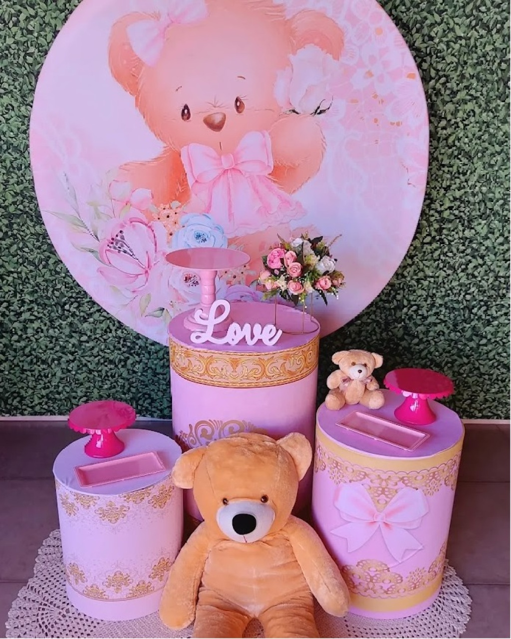 Ursinha Rosa - Chá de Bebê/ Aniversário Kit Prata - Felicittà Festas