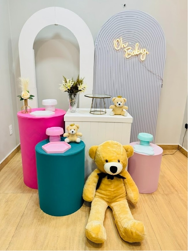 Composição Romano Diamante Chá Revelação Cores Variadas Com Urso - Felicittà Festas