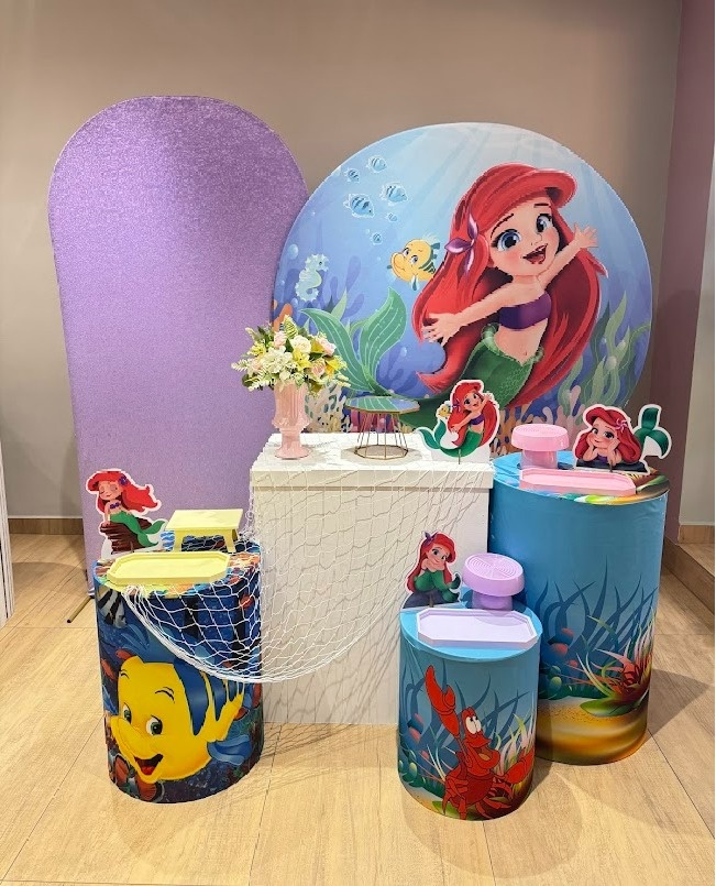 Pequena Sereia Baby Kit Diamante Painel Lilás - Felicittà Festas