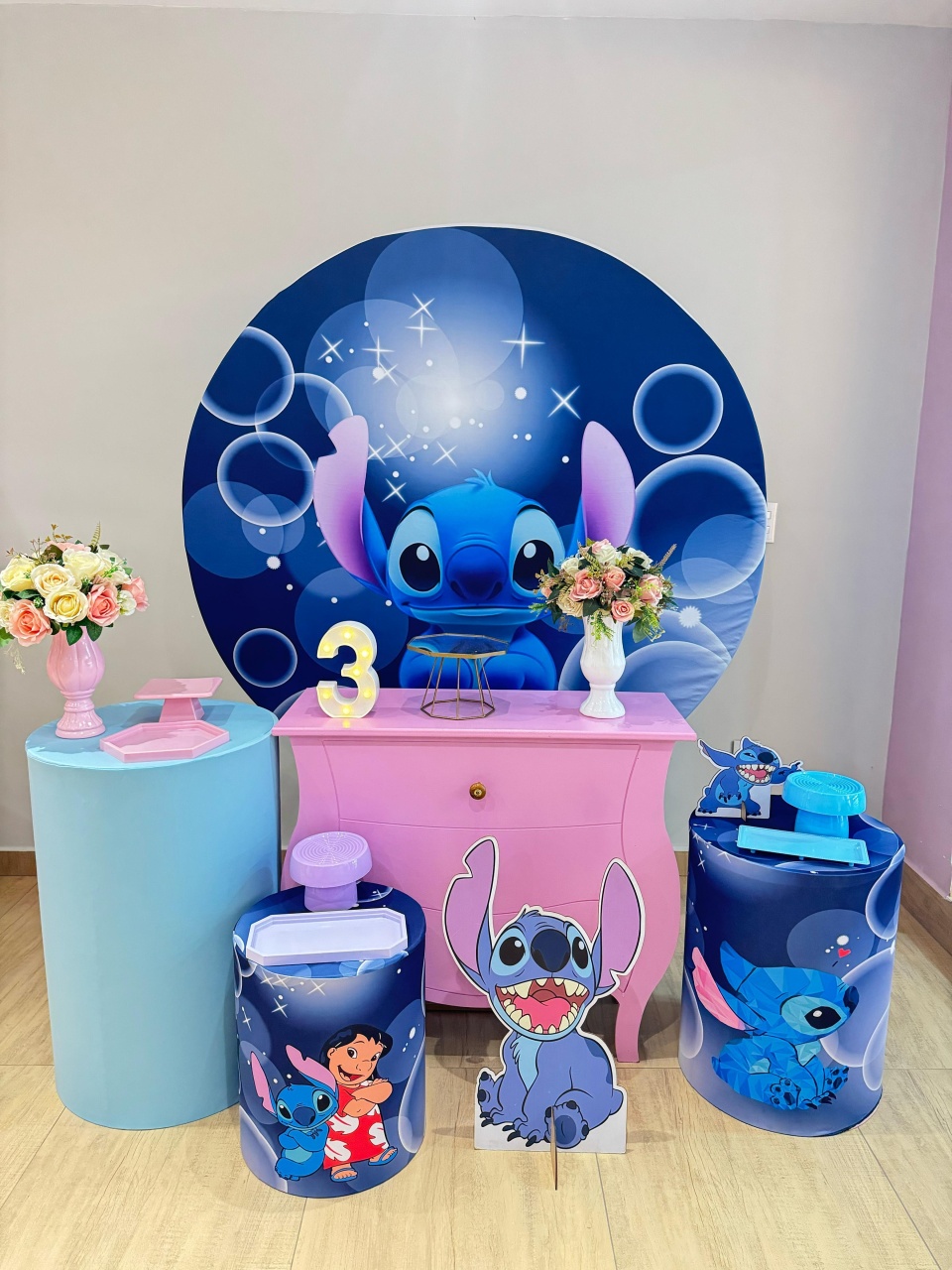 Lilo Stitch Kit Ouro Com Cômoda Rosa - Felicittà Festas