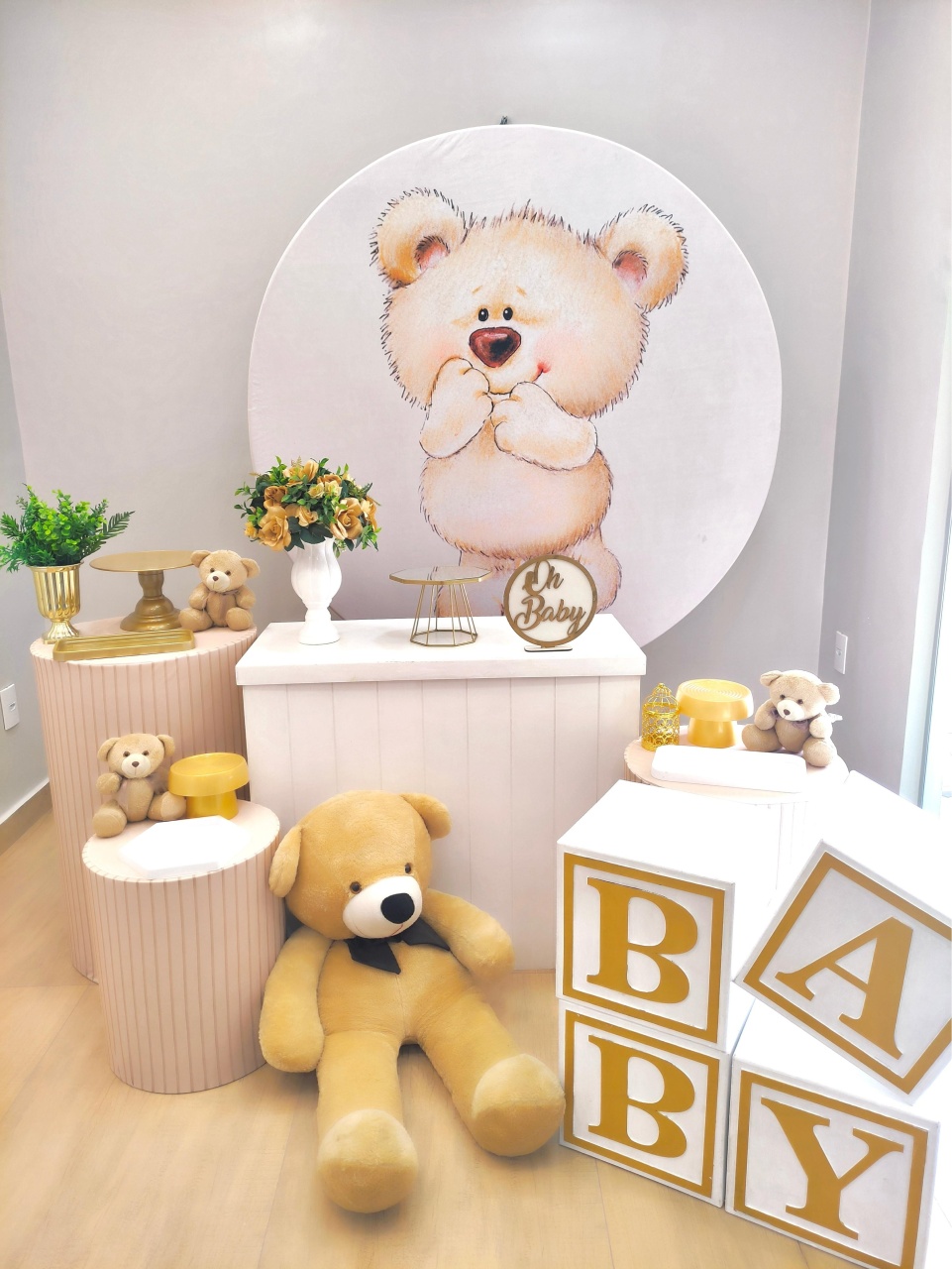 Ursinho Bege Kit Ouro - Chá Revelação/ Chá de Bebê - Felicittà Festas