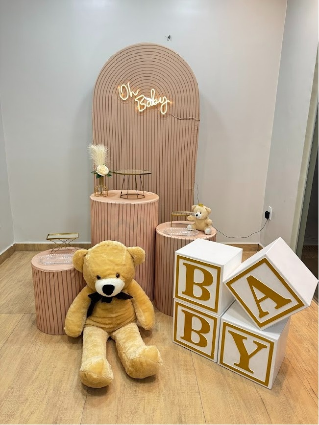 Composição Romano Chá de Bebê/ Revelação Com Urso E Cubos - Felicittà Festas