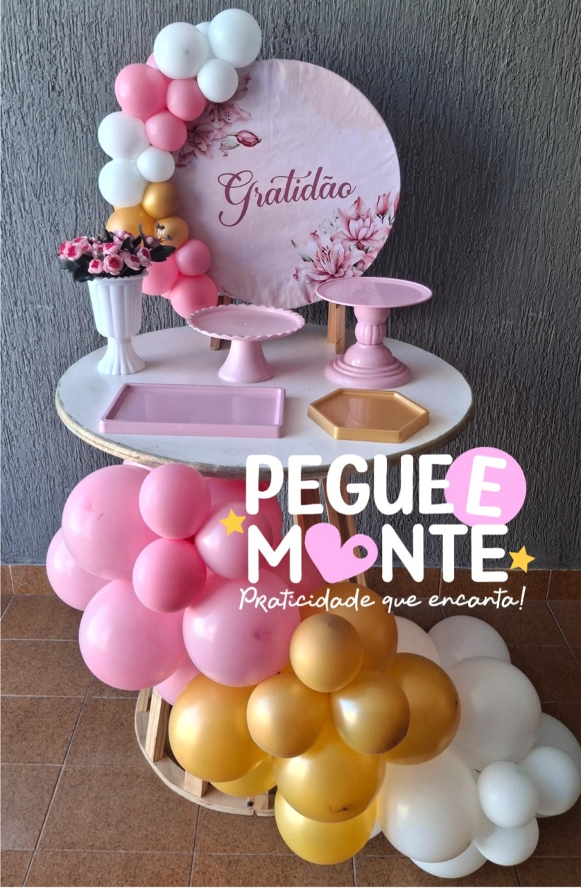 Mini Kit Com Mesa Gratidão Rosa - Pegue e Monte da Janaa