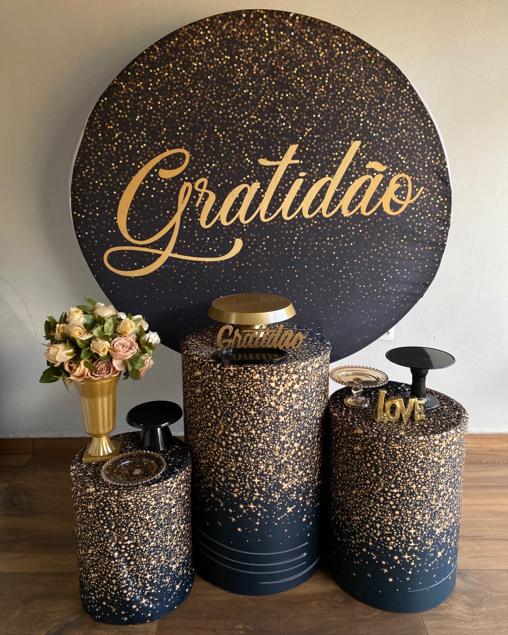 Kit Gratidao Com Brilho Dourado  - Pacalu Locações 