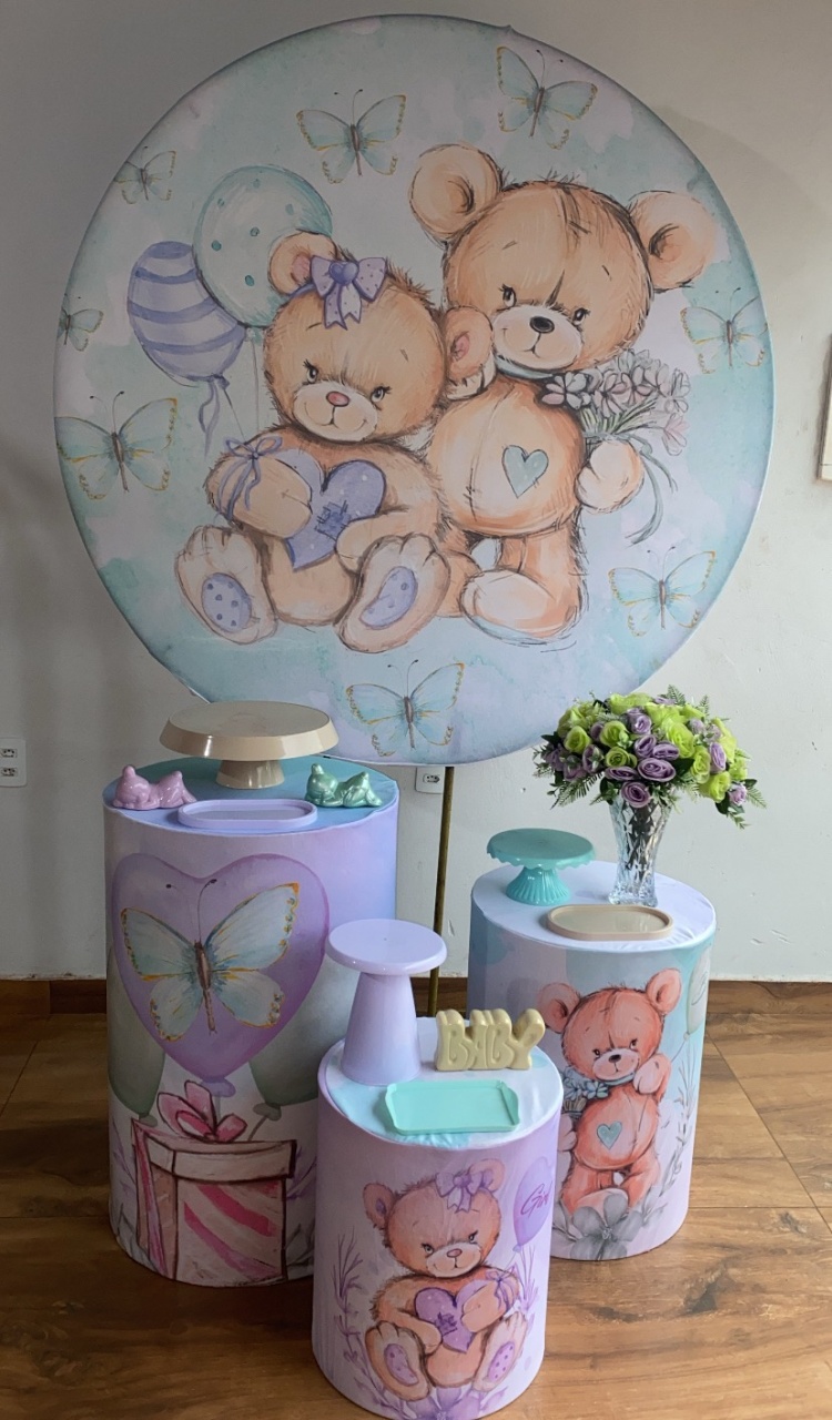 Kit Chá Revelação Urso - Pacalu Locações 