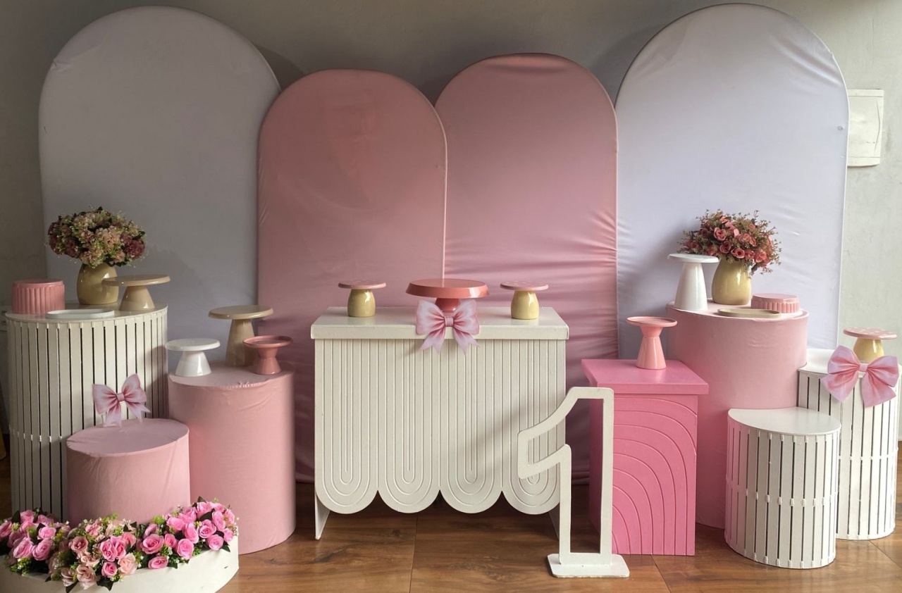 Kit Rosa E Branco, Chá de Bebe - Pacalu Locações 