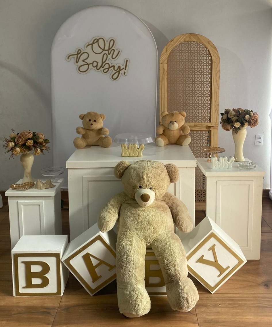 Kit Oh Baby Branco E Bege  - Pacalu Locações 