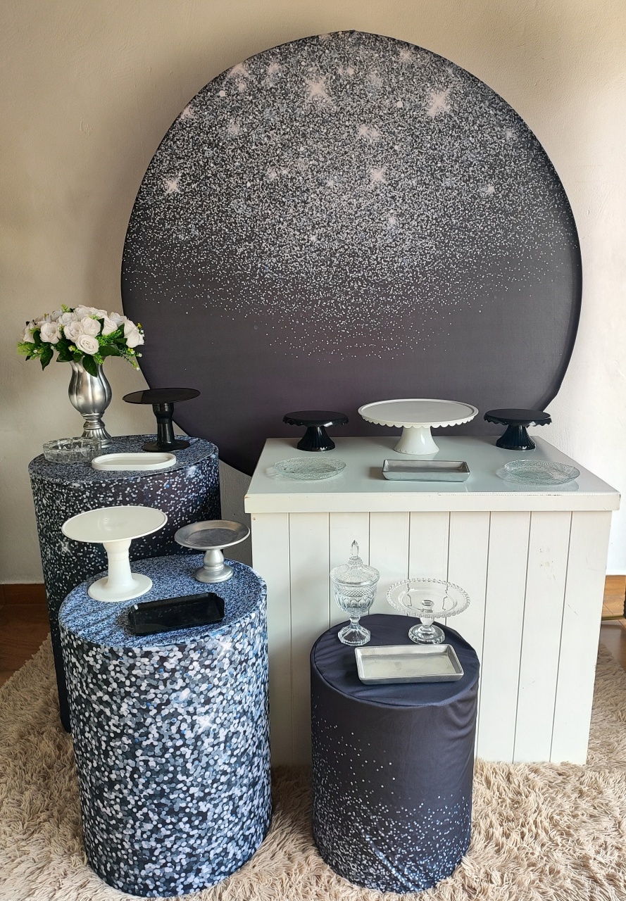 Kit Preto Com Prata Brilho  - Pacalu Locações 