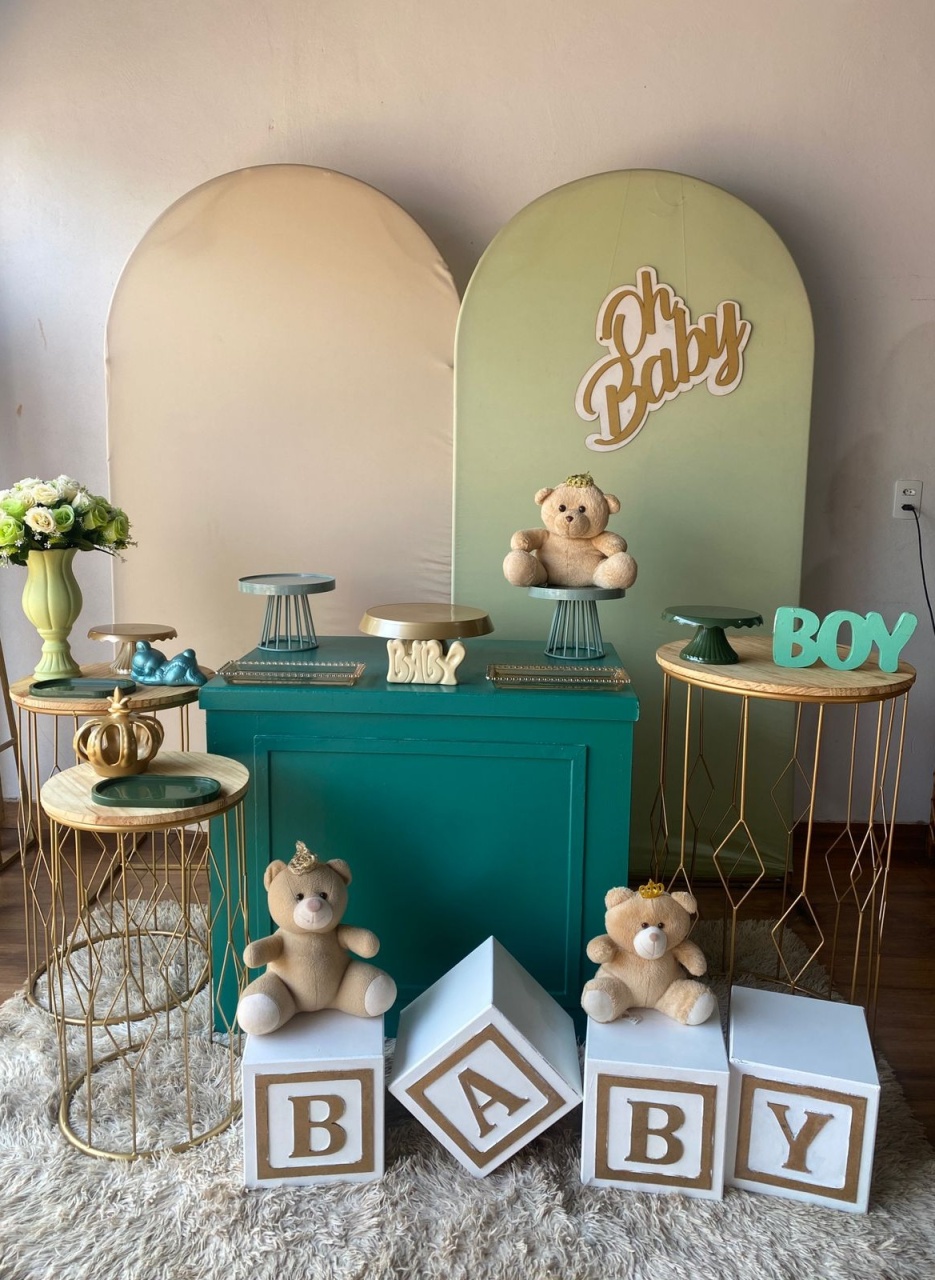 Kit Chá de Bebe Urso Verde  - Pacalu Locações 