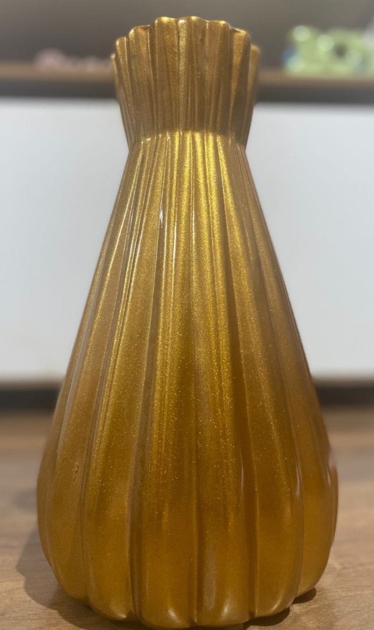 Vaso Madri G Dourado Louça - Pacalu Locações 