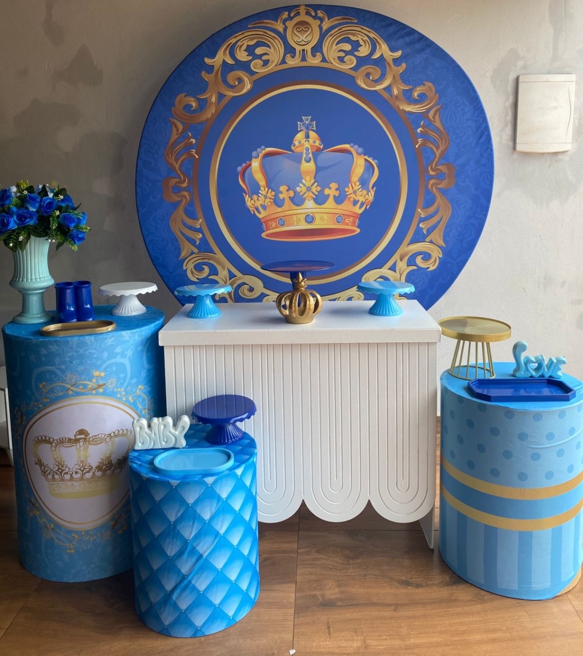 Kit Coroa Azul, Chá de Bebe  - Pacalu Locações 