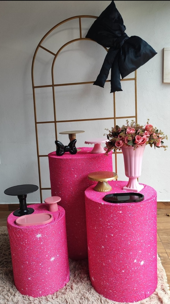 Kit Laço Rosa Brilho  - Pacalu Locações 