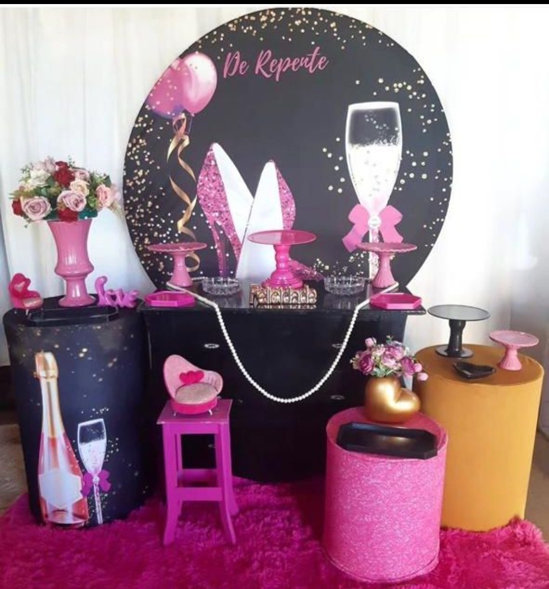 Kit Adulto Sapatinho Rosa E Preto  - Pacalu Locações 