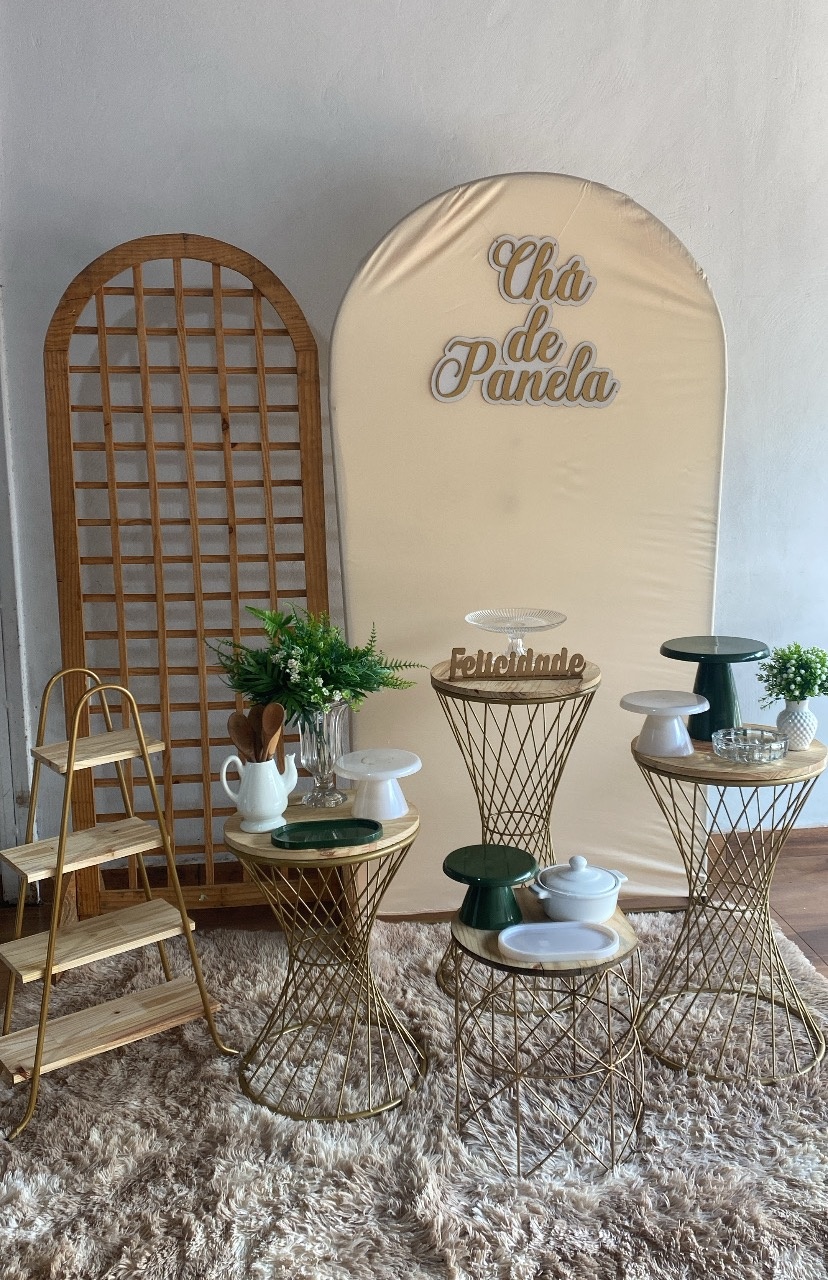 Kit Chá de Panela Bege Com Verde  - Pacalu Locações 