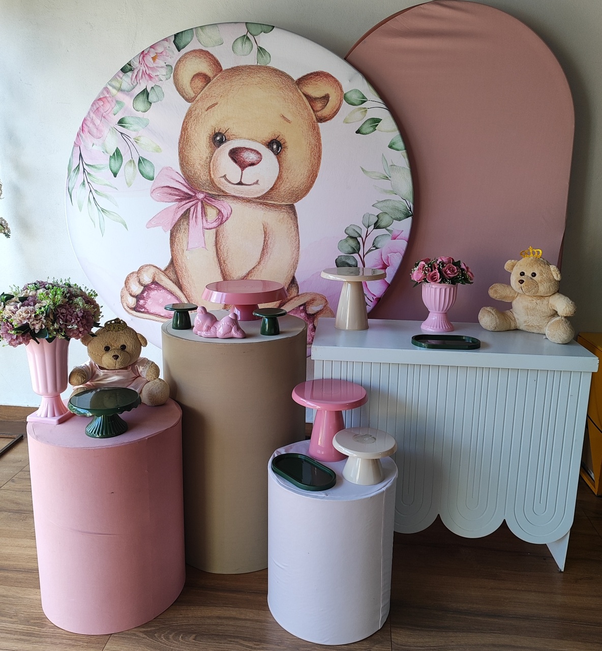 Kit Ursa Rosa E Rose  - Pacalu Locações 