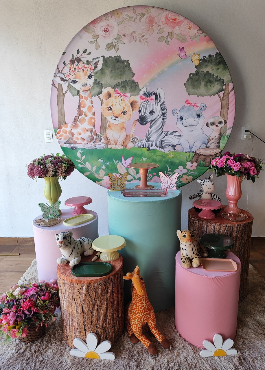 Kit Safarie Rosa ,Bosque, Animais  - Pacalu Locações 