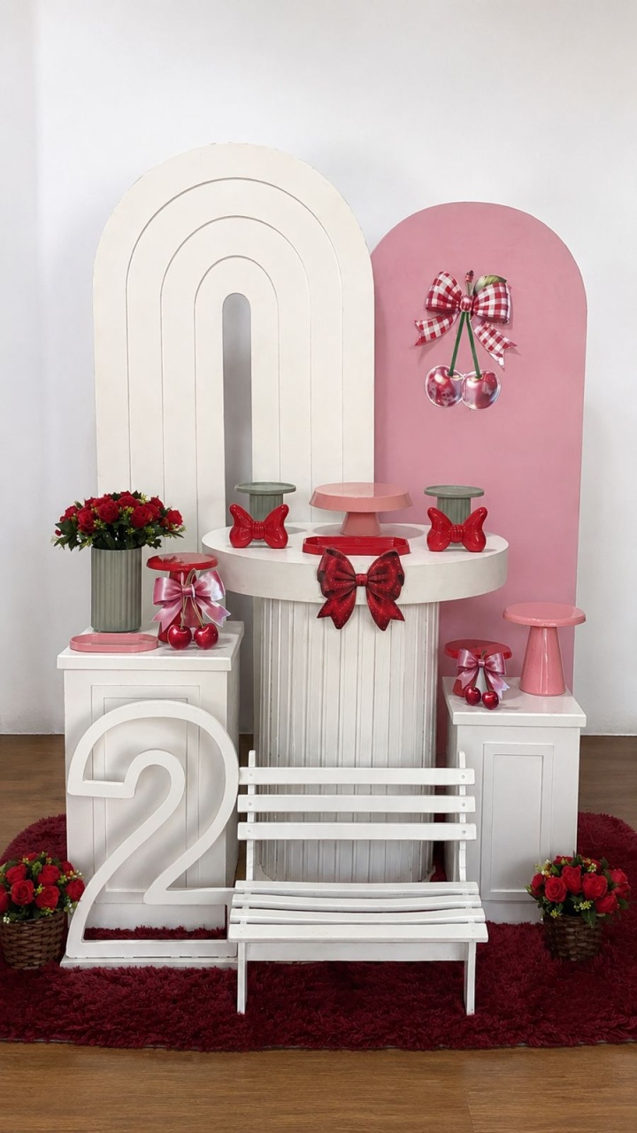 Kit Cerejinha Rosa Com Vermelho - Pacalu Locações 