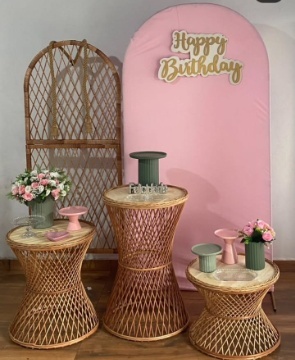 Kit Luxo Rosa Com Verde E Vime - Pacalu Locações 