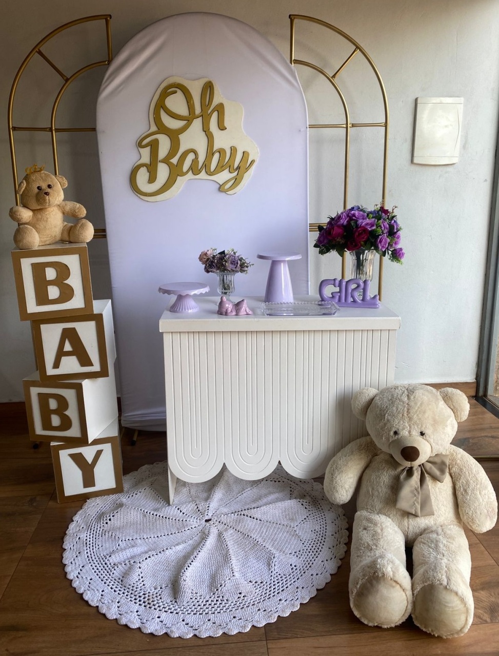 Kit Urso Lilás, Chá de Bebê  - Pacalu Locações 