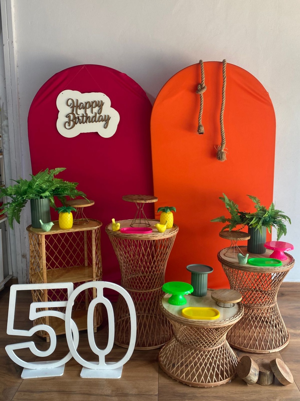 Kit Rosa Com Laranja Rustico Luxo - Pacalu Locações 