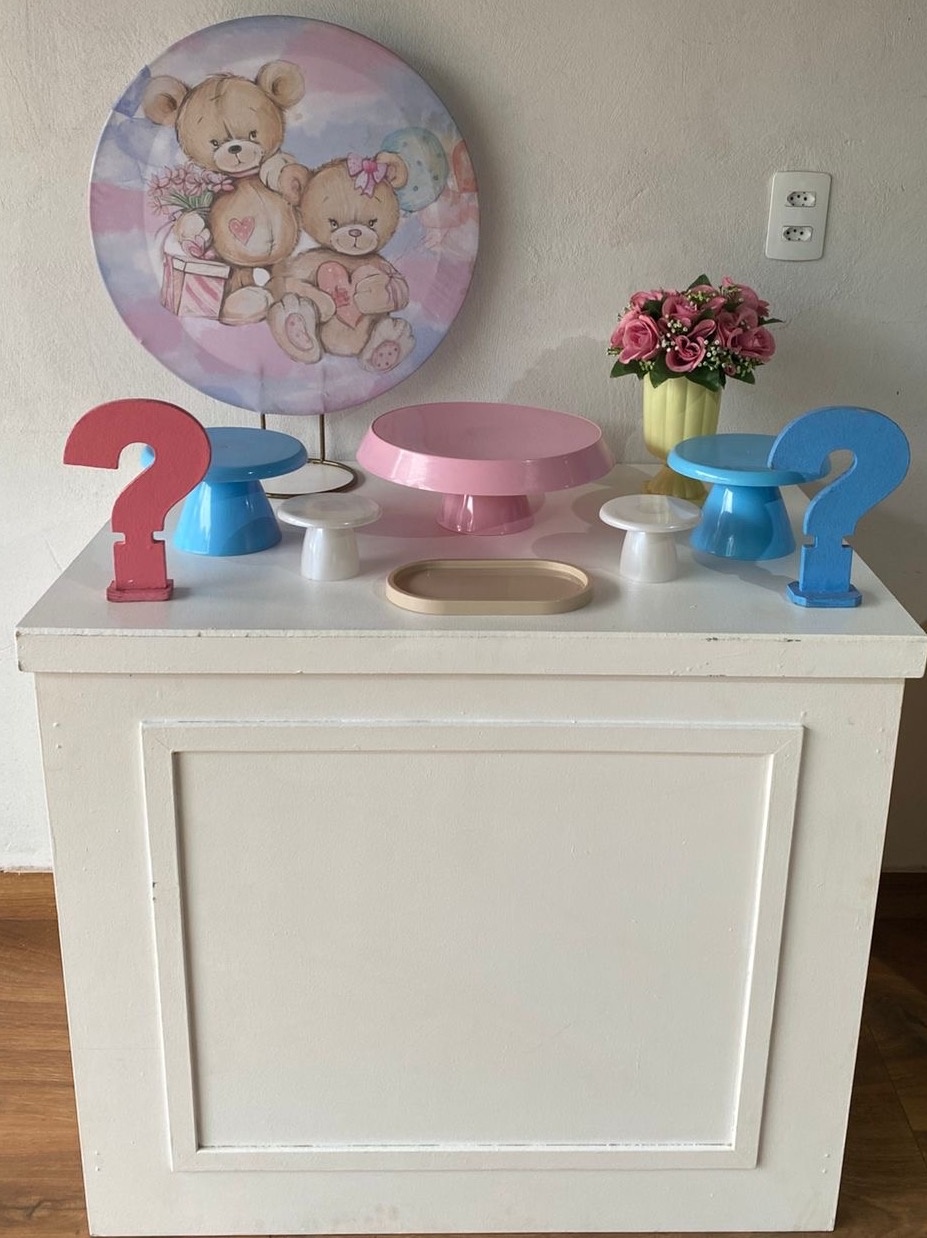 Mini Kit de Mesa Chá Revelação Urso  - Pacalu Locações 
