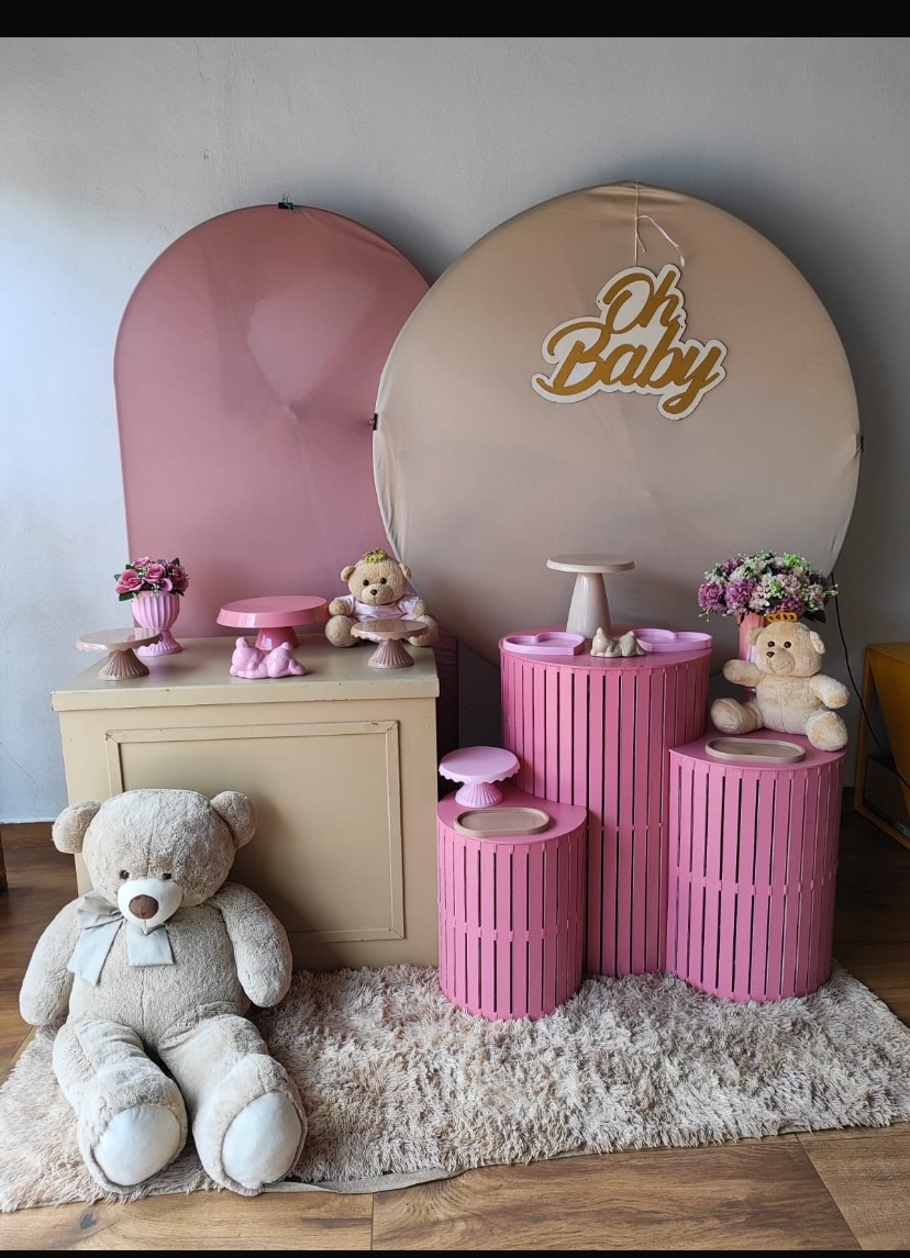 Kit Chá de Bebe Rosa  - Pacalu Locações 