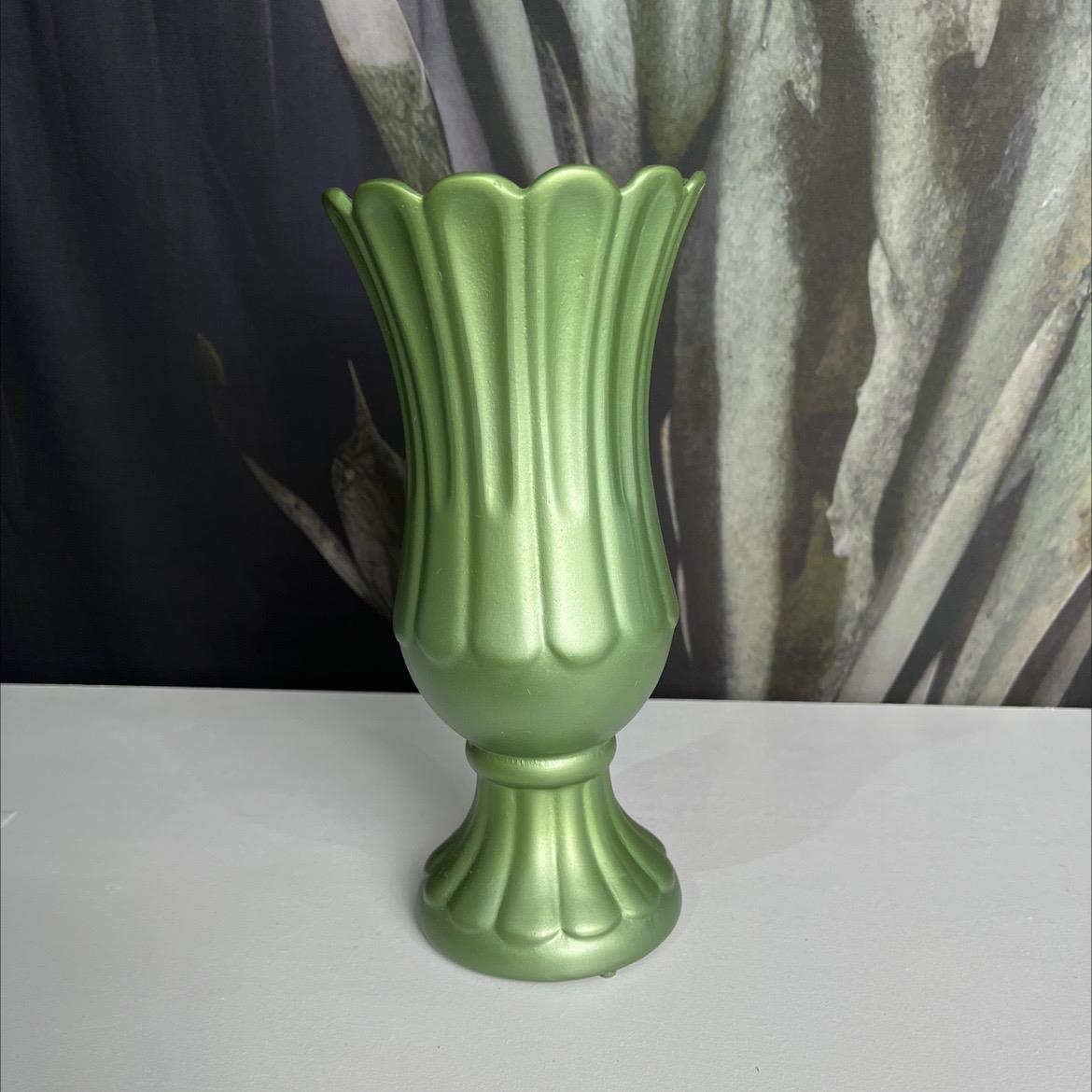 Vasos Flor Médio Cerâmica- Verde Cintilante - AZ PEGUE E MONTE