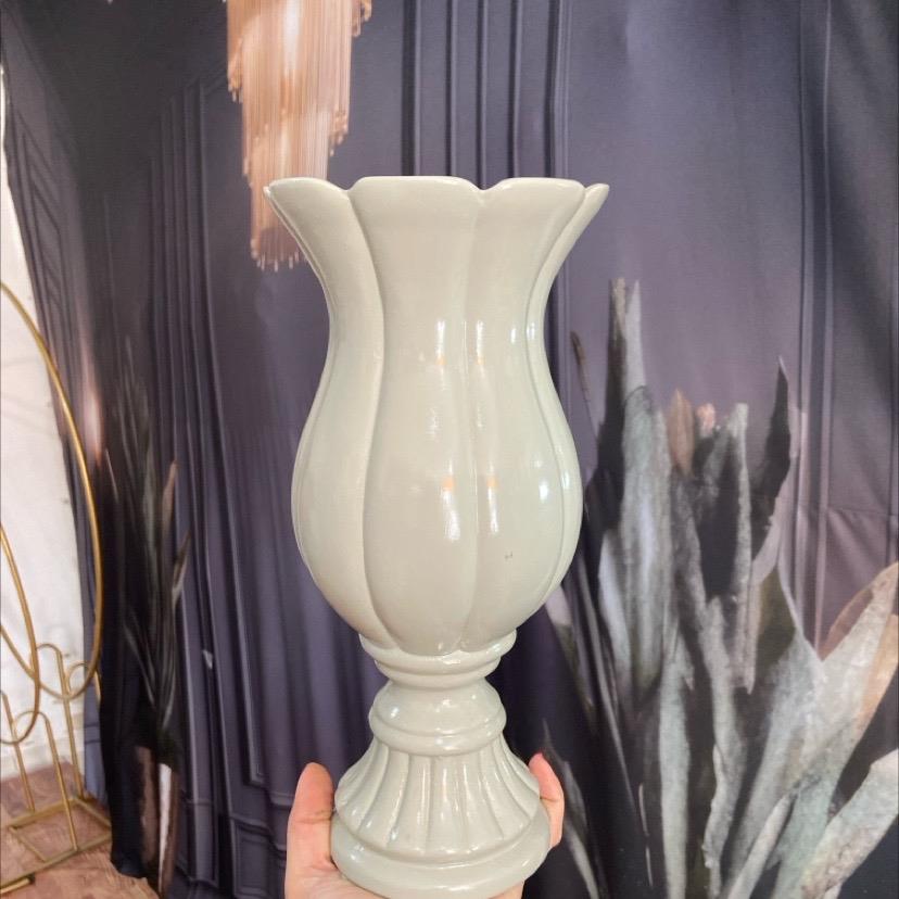 Vasos Flor Médio Cerâmica- Cinza - AZ PEGUE E MONTE