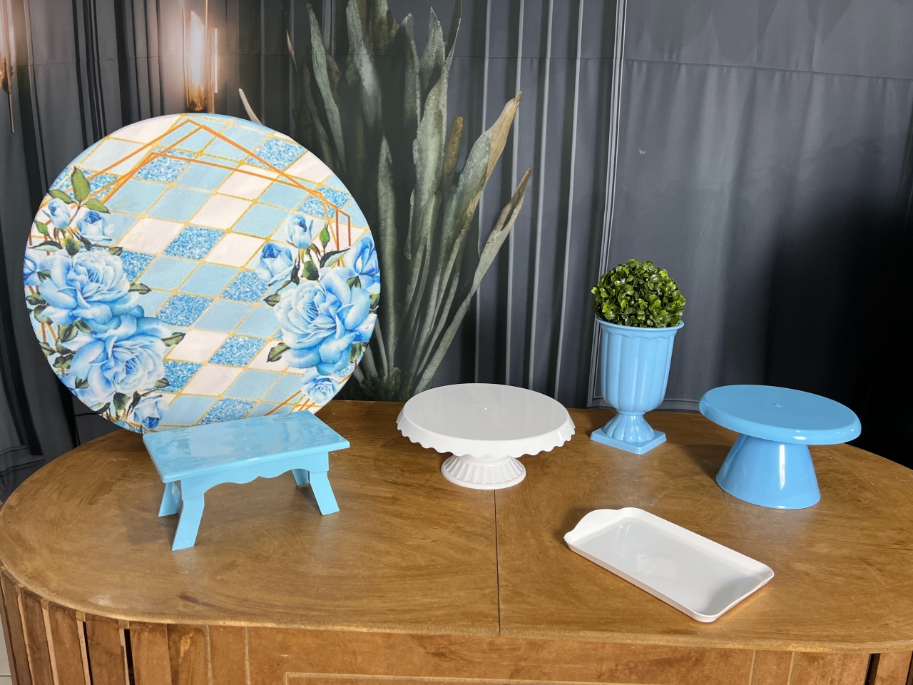 Kit de Mesa Flor Azul - AZ PEGUE E MONTE