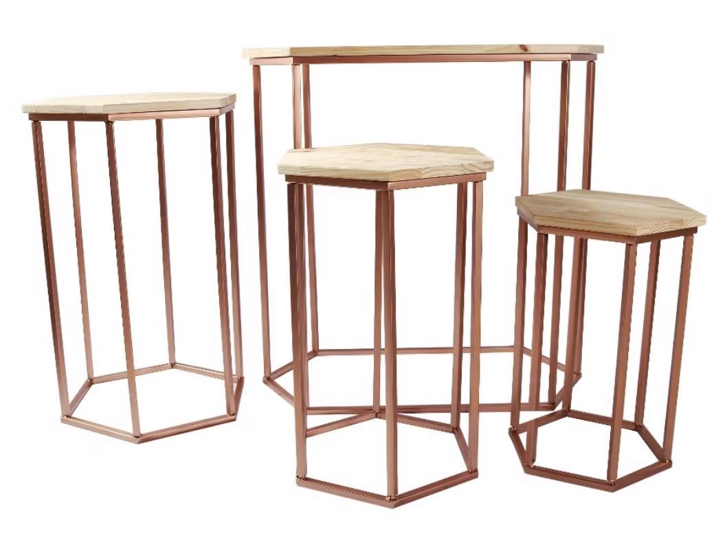 Mesa Pequena Sextavada-  Rosê Gold - AZ PEGUE E MONTE