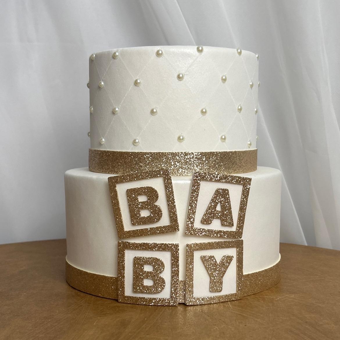 Bolo de 2 Andares - Baby Dourado - AZ PEGUE E MONTE