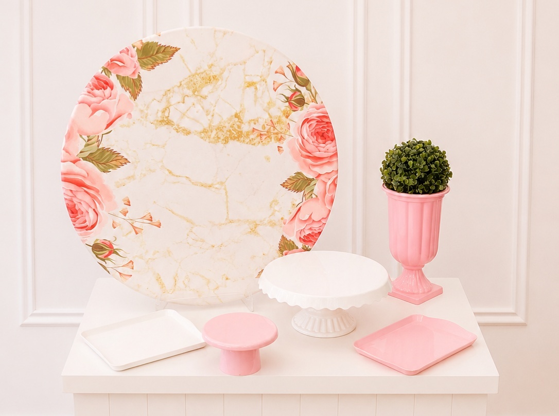 Kit Mesa Floral Rosa - AZ PEGUE E MONTE