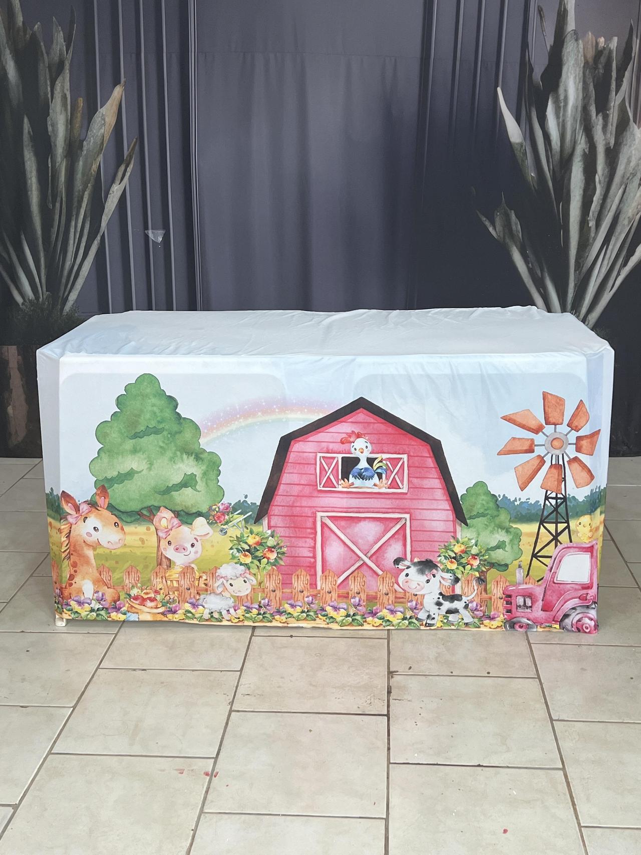 Capa Para Duas Mesas de Festa- Fazendinha Vermelha - AZ PEGUE E MONTE